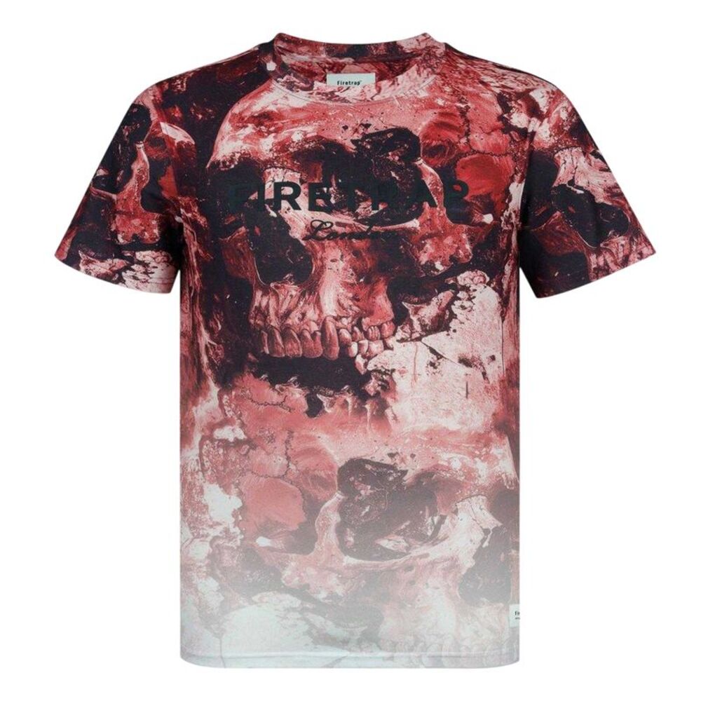 Firetrap Mens Sub All-Over Print T-Shirt / Burgundy